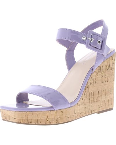 Marc Fisher Cork Ankle Strap Wedge Sandals - Blue