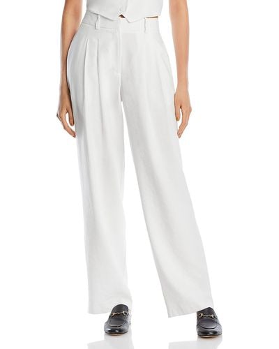 Wayf High Rise Pleated Wide Leg Pants - White