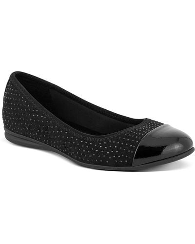 Karen Scott Ambree Rhinestone Patent Toe Slip On Shoes - Black