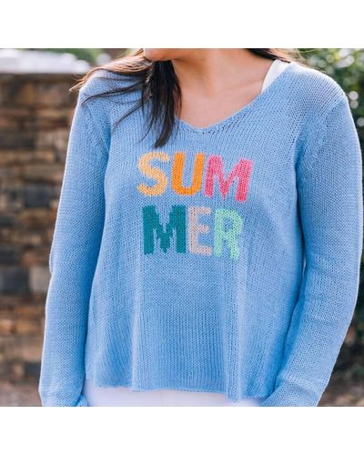 Wooden Ships-Summer Crew Knit Sweater - Sky Blue