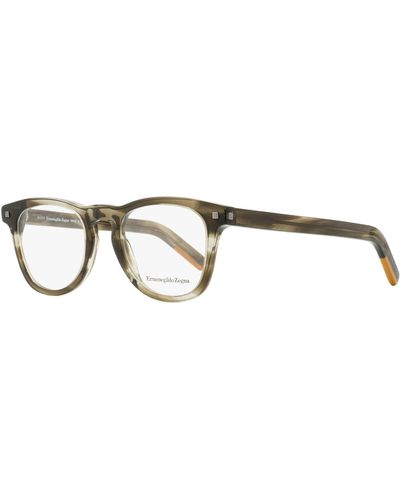 Zegna Rectangular Eyeglasses Ez5137 020 Straited Transparent Gray 49mm - Black