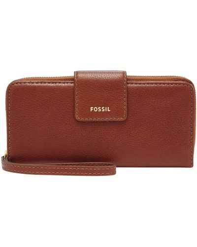 Fossil Madison Leather Zip Clutch - Red