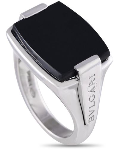 BVLGARI Allegra 18k White Gold Onyx Ring - Black