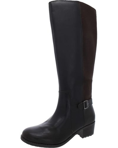 Easy Spirit Chaza Wide Calf Leather Knee-high Boots - Black