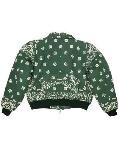 Rhude Forest And Creme Cotton Lighting Bomber Jacket - Green