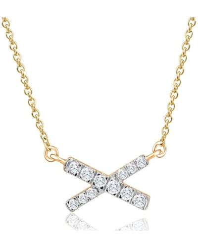 Pompeii3 1/5ct Tw Diamond X Cross Pendant Yellow Gold Necklace 18" - Metallic
