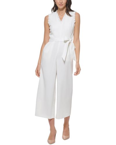 Calvin Klein Ruffled Crepe Jumpsuit - White