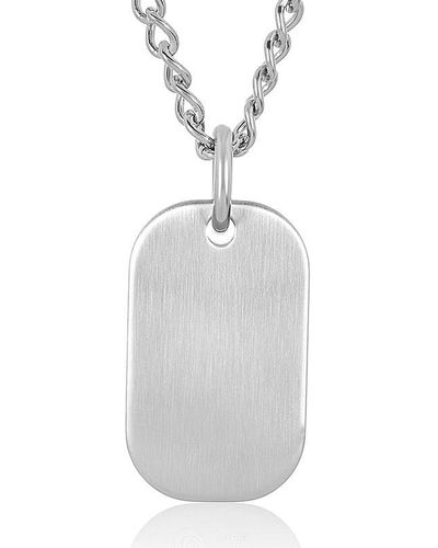 Crucible Jewelry Crucible Los Angeles Stainless Steel Satin Finished Engravable Heavy Dog Tag Pendant Necklace - White