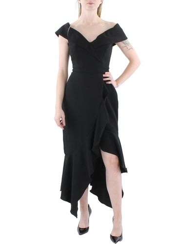 Xscape Ruffled Off The Shoulder Fit & Flare Dress - Black