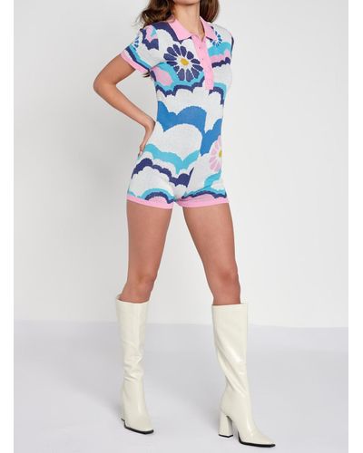 Another Girl Psychedelic Intarsia Playsuit - Multicolor