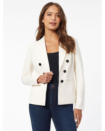 Jones New York Modern Compression Faux Double Breasted Jacket - White