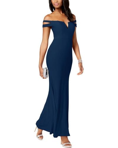 Xscape Off-the-shoulder Cut-out Evening Dress - Blue
