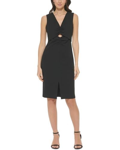 Calvin Klein Cut-out Ruching Sheath Dress - Black