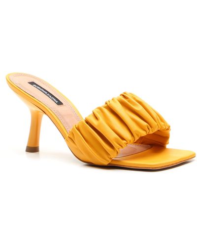 BCBGMAXAZRIA Dallas Leather Cinched Sandal Heel - Yellow