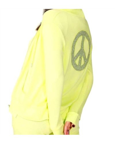 French Kyss Zip Peace Hoodie - Yellow