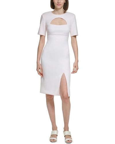 Calvin Klein Scuba Knee Length Sheath Dress - White