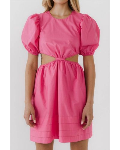 English Factory Pleats With Cut-out Mini Dress - Pink
