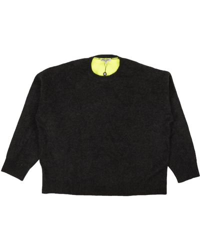 Opening Ceremony Neon Green Color Block Cashmere Sweater - Black