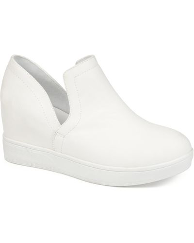 Journee Collection Collection Cardi Sneaker Wedge - White