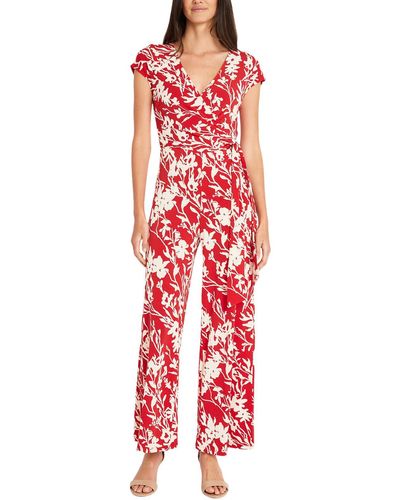 Maggy London Printed Matte Jersey Jumpsuit - Red
