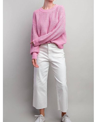 Eesome Jewel Crochet Knit Sweater - Pink