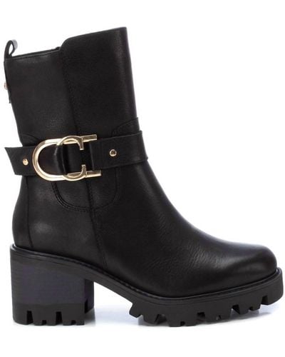 Xti Leather Booties - Black