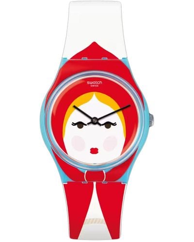Swatch Cappuccetto Multicolor Dial Watch - Red