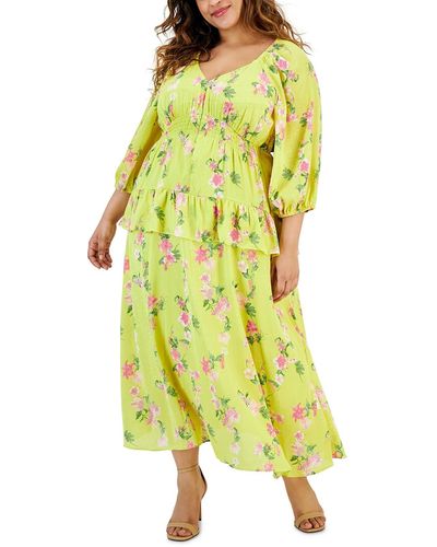 Taylor Plus Tiered Smocked Maxi Dress - Yellow