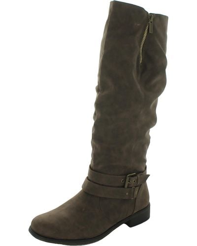 Xoxo Mayne Faux Leather Mid-calf Boots - Green