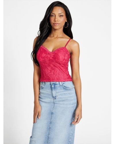 Guess Factory Lacy Tank Top - Red