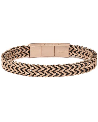 Crucible Jewelry Crucible Los Angeles Rose Gold Matte Finish Stainless Steel Double Row Franco Chain Bracelet - Green