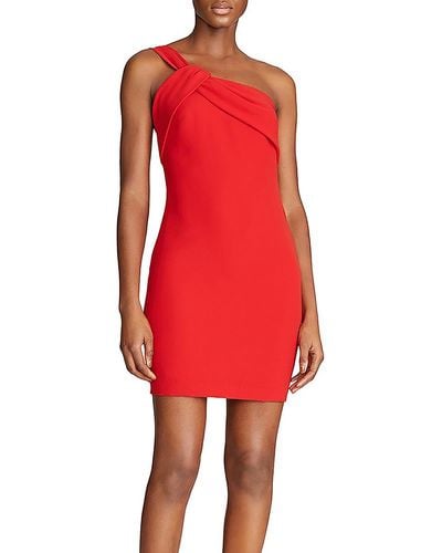 Halston Regina Ruched Mini Cocktail And Party Dress - Red