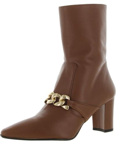 Amalfi by Rangoni Isabel Leather Chain Ankle Boots - Brown