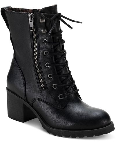 Sun & Stone Sloanie Faux Leather Double Zipper Ankle Boots - Black
