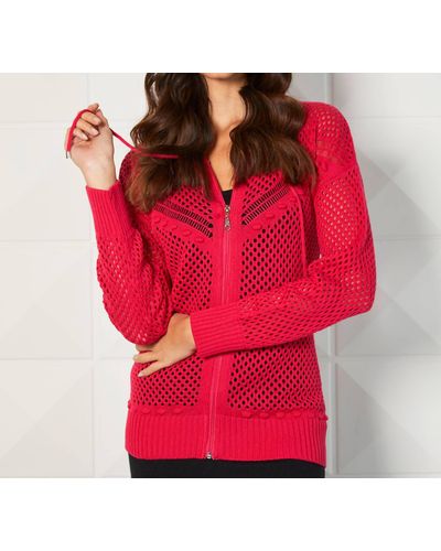 French Kyss Crochet Zip Hoodie - Red