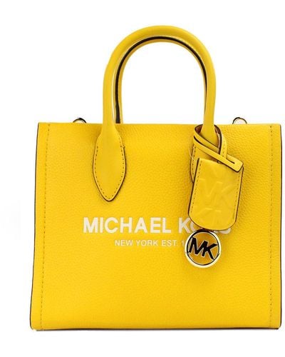 Michael Kors Mirella Small Jasmine Leather Top Zip Shopper Tote Bag - Yellow