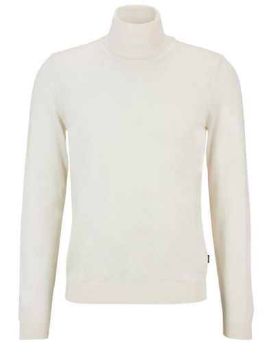 BOSS Slim-fit Rollneck Sweater - White