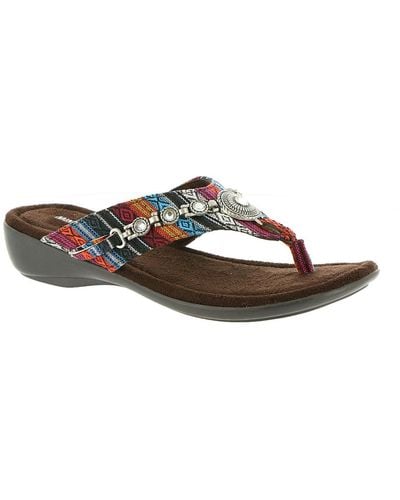 Minnetonka Sable Jeweled Thong Sandals - Brown