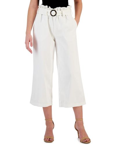 Fever Twill High Rise Paperbag Pants - White