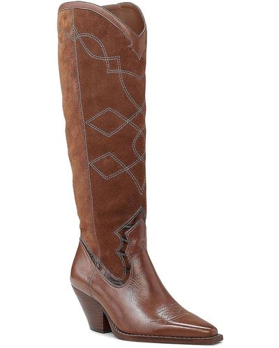Vince Camuto Nedema Suede Western Knee-high Boots - Black
