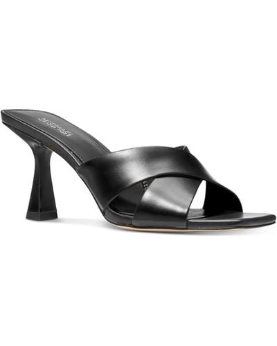 MICHAEL Michael Kors Clara Leather Slip-on Heels - Black