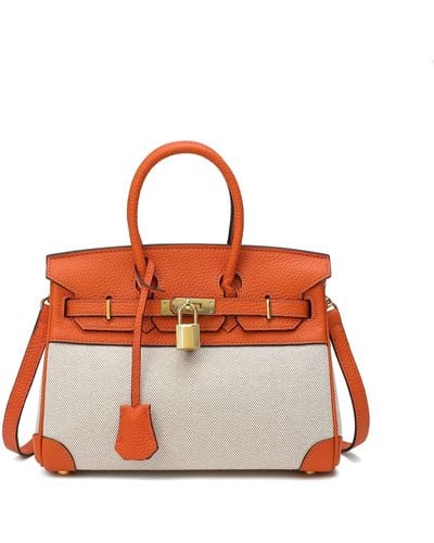 Tiffany & Fred Paris Tiffany & Fred Canvas & Leather Satchel/shoulder Bag - Orange