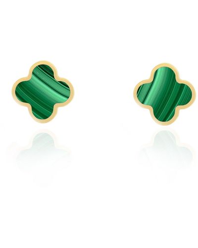 The Lovery Small Malachite Clover Stud Earrings - Green