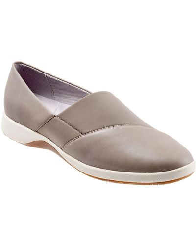Softwalk Hanna Almond Toe Comfy Flat Shoes - Gray