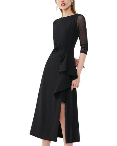 ONEBUYE 3/4-sleeve Midi Dress - Black