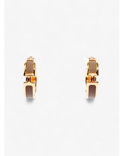 Hermès Olympe Earrings Etoupe Rose Gold Plated - White