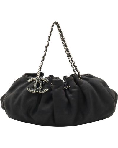 Chanel Coco Mark Cotton Shoulder Bag (pre-owned) - Black