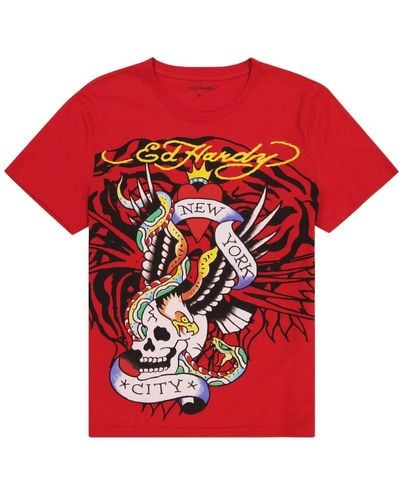 Ed Hardy Tiger Nyc Eagle T-shirt - Red