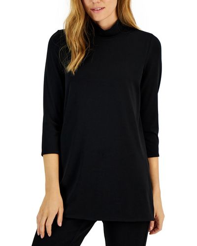 Alfani Turtleneck Dressy Tunic Top - Black