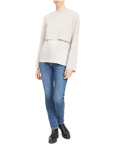 Theory Mixed Media Layered Pullover Top - Blue